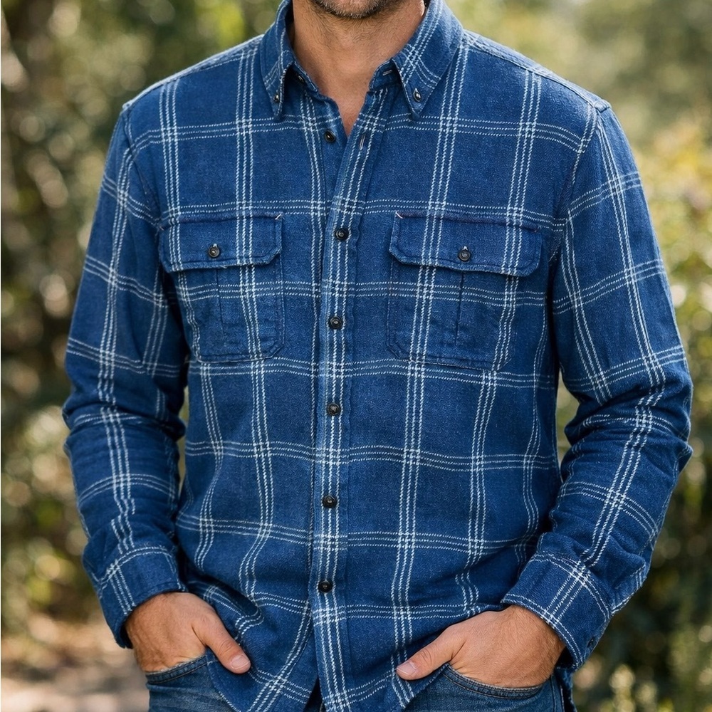 Club Monaco Blue Plaid Button-Down Shirt